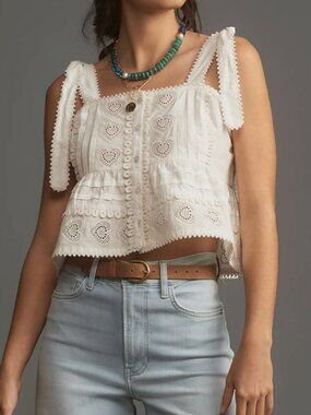 Forever That Girl - by Anthropologie - Heart Lace Babydoll Blouse - Size XS